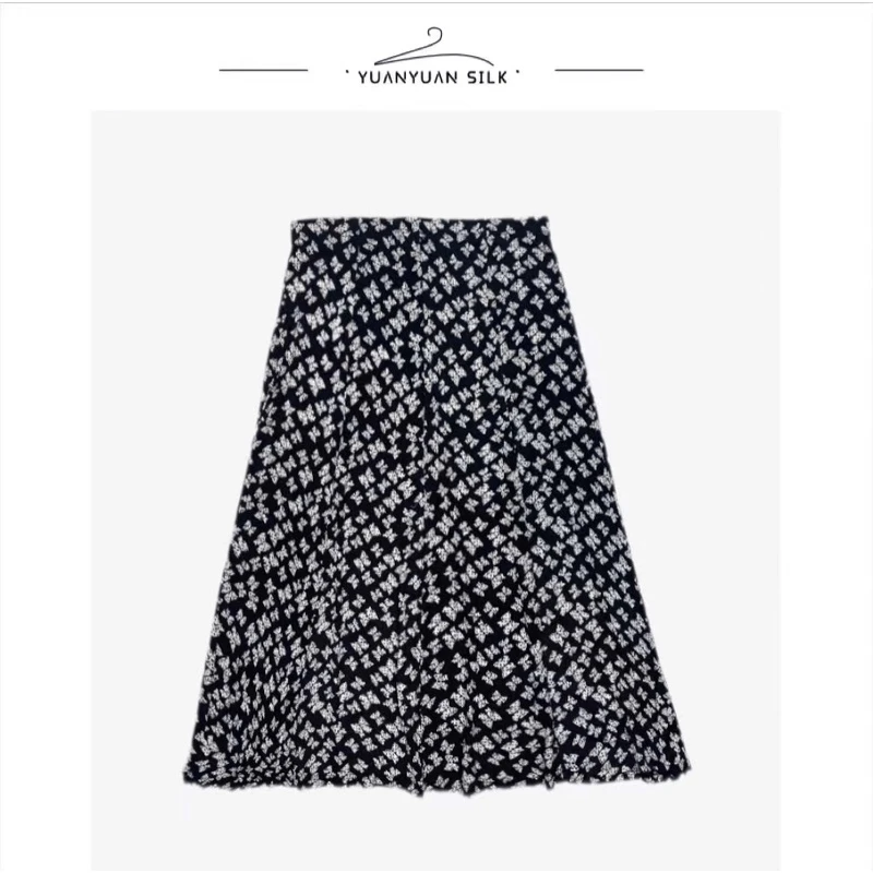 A 42针加捻100%桑蚕丝双面夏季显气质透气休闲半身八片裙3746-1