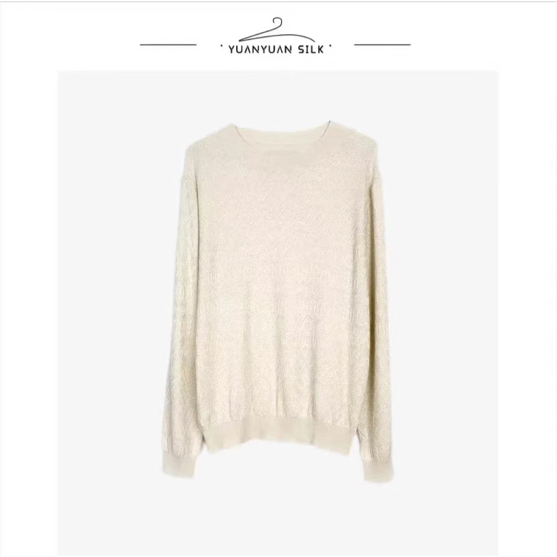 Y 100%强捻蚕丝桂花针时尚设计感修身气质高级感减龄百搭上衣a00