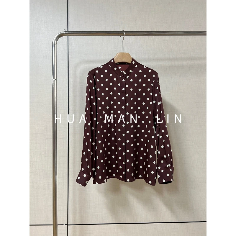 【花滿林】小立领定染色波点真丝桑蚕丝正肩上衣246797