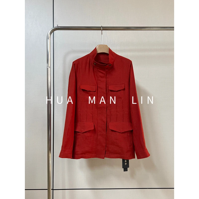 花滿林‘工装汉麻’站领双扣贴袋盖汉麻普洗+酵洗外套245409