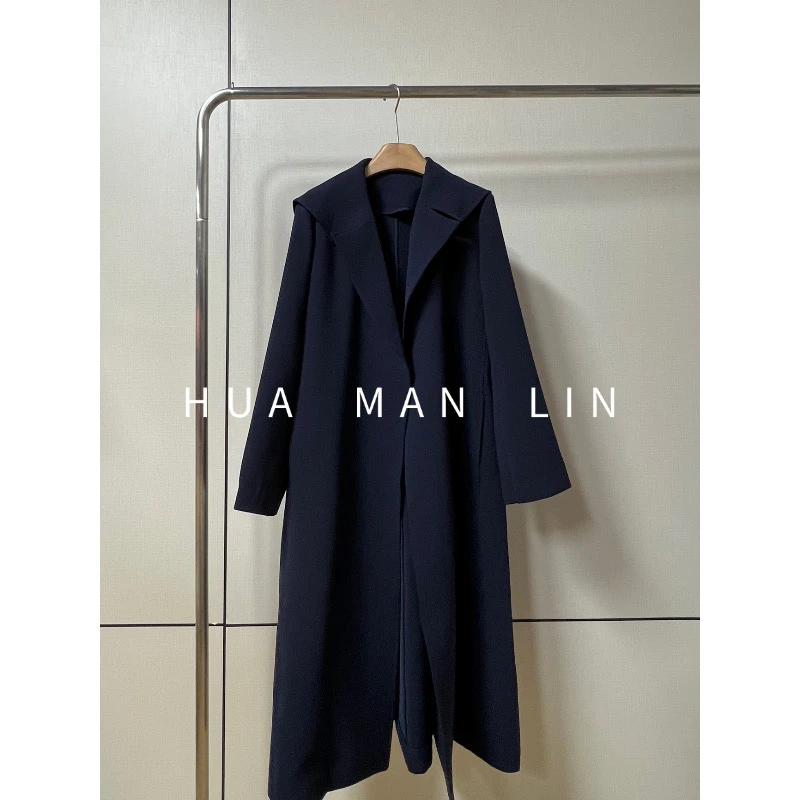 【花满林】翻领无扣简约百搭醋酸风衣上衣246689