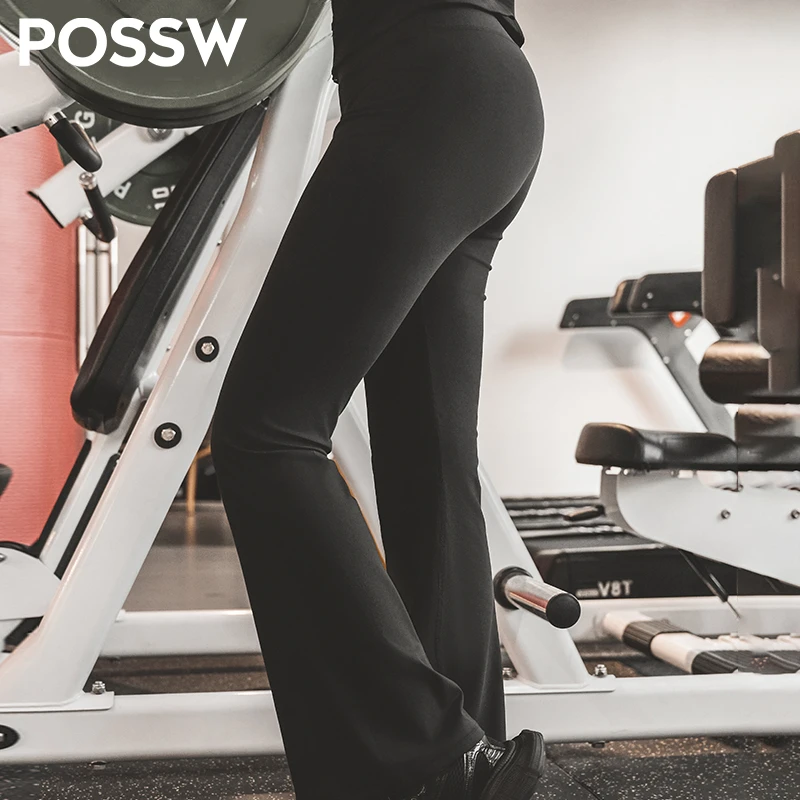 POSSW高腰提臀瑜伽裤显瘦显高喇叭裤显腿直运动裤