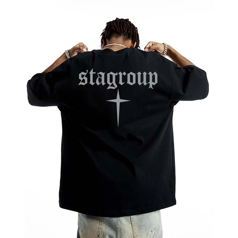 STA. SRXRMD十字架国潮短袖T恤男美式重磅纯棉夏季宽松休闲百搭女