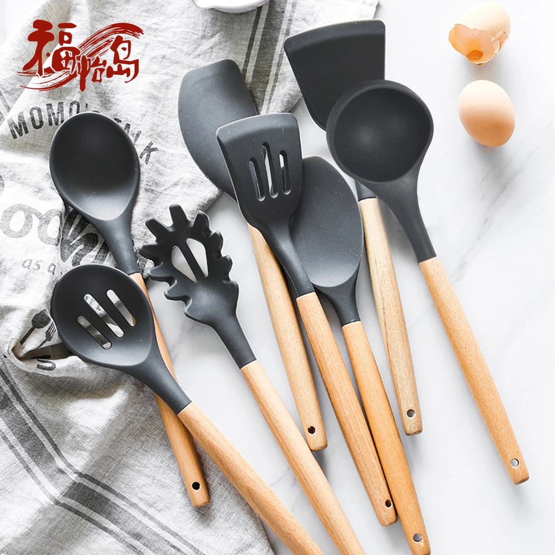 福怡岛不粘锅专用厨房用具厨具套装家用耐高温硅胶铲子汤勺锅铲