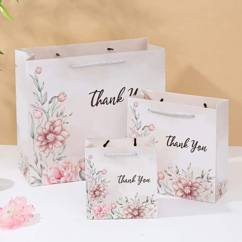 1恩节花朵礼品袋节日回礼包装袋伴手礼袋谢谢你thank you手提袋