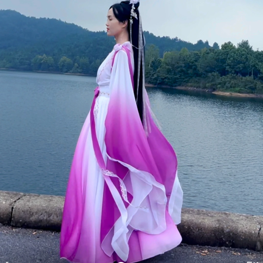紫色渐变大袖中国风仙侠影视服装