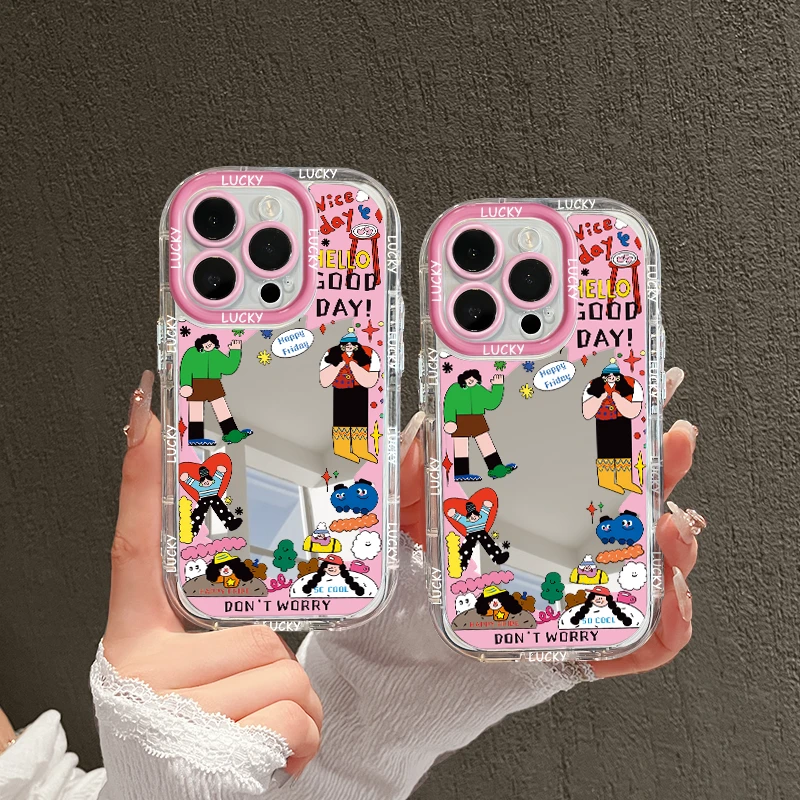 适用苹果14镜面iPhone15pro手机壳华为p70今日份ootd创意防摔全包