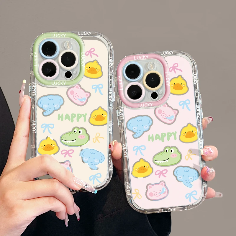 适用苹果15潮流iPhone14手机壳13华为镜面奶油nova动物头像mate