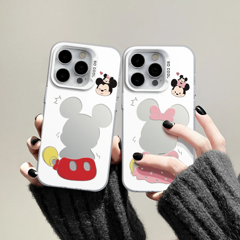 适用苹果17pro简约iPhone16手机壳15p华为镂空nova米奇背影mate70