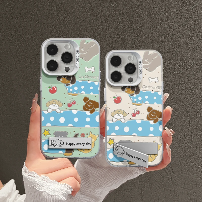 适用苹果磨砂iPhone14pro手机壳荣耀华为p70泼墨底斑点腊肠狗支架