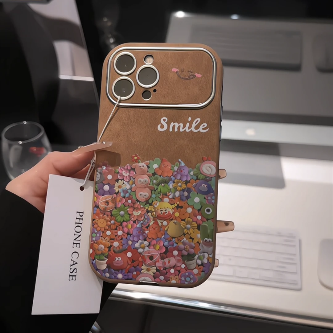 适用苹果iPhone16pro手机壳15pro贴皮大视窗华为mate60可爱黏土堆