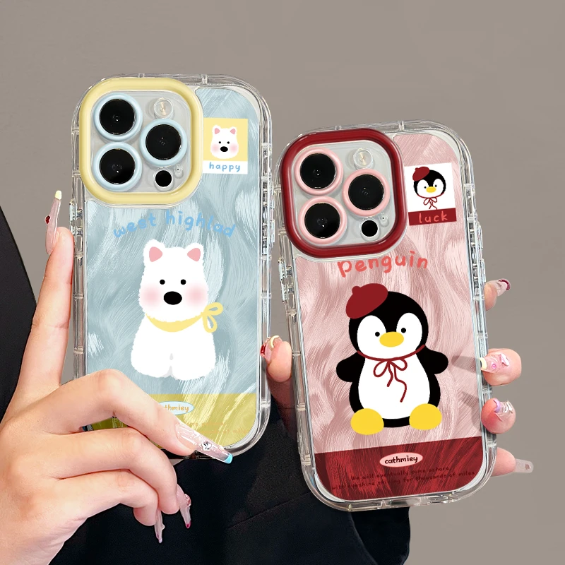 适用苹果15羽纱奶油iPhone16手机壳华为mate60围巾西高地小米防摔