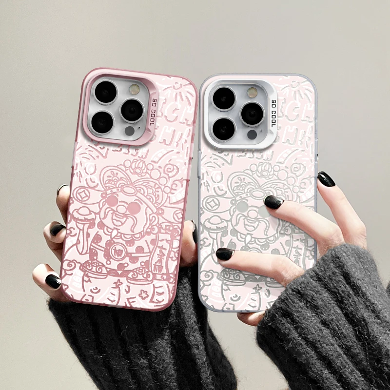 适用苹果15潮流iPhone14手机壳13p华为财神x荣耀nova小众oppo粉色