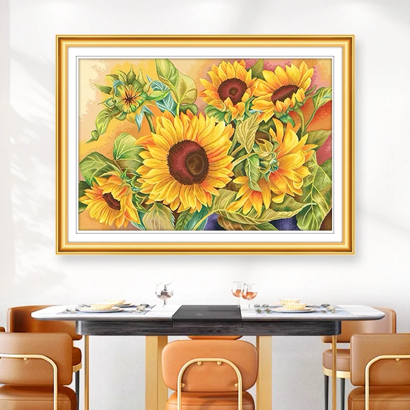 芊虹秀向日葵十字绣2025爆款高端客厅卧室治愈花卉年轻人手工自绣