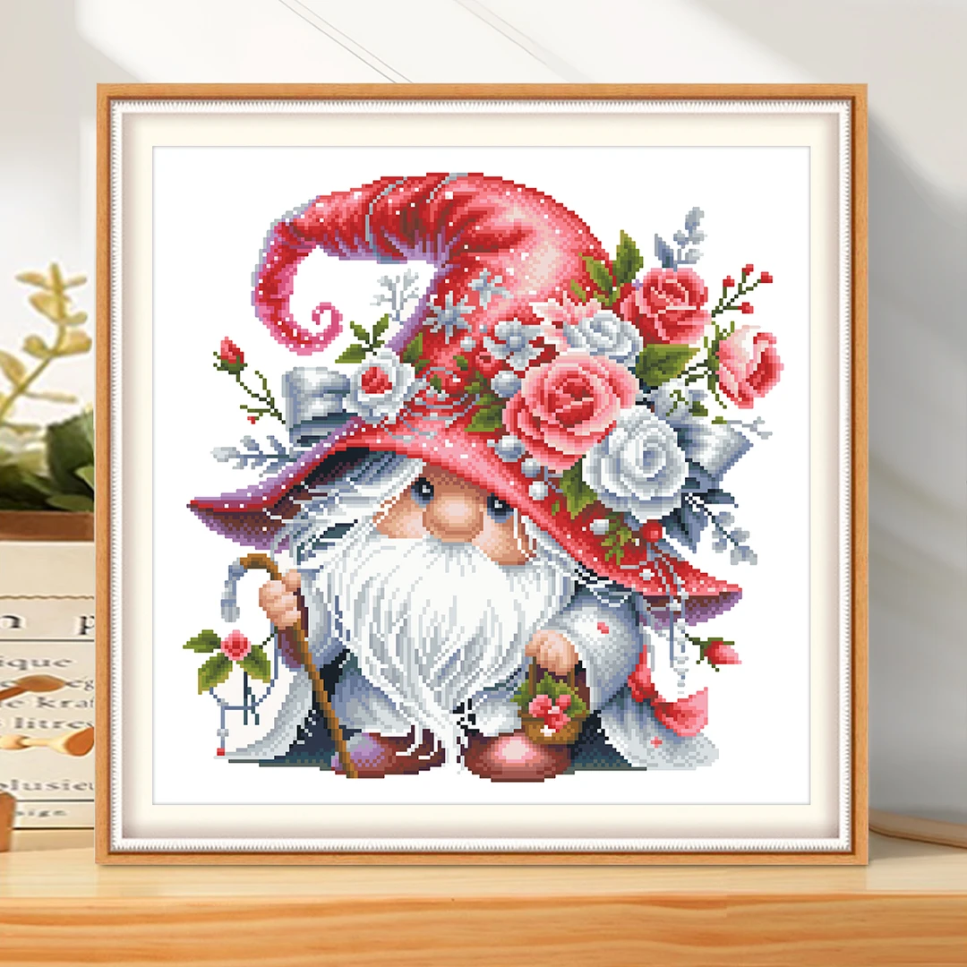 告白玫瑰小矮人十字绣2025新款客厅卧室卡通治愈手工diy刺绣礼物