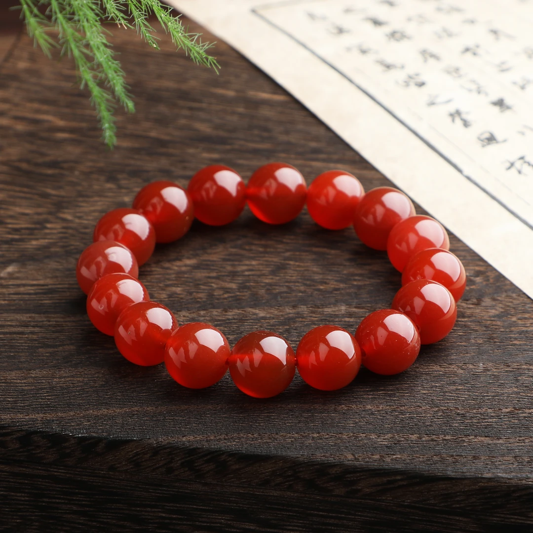鼎隆  12mm聚锦红手串 男女款老料牛血红手链天然玉石国风