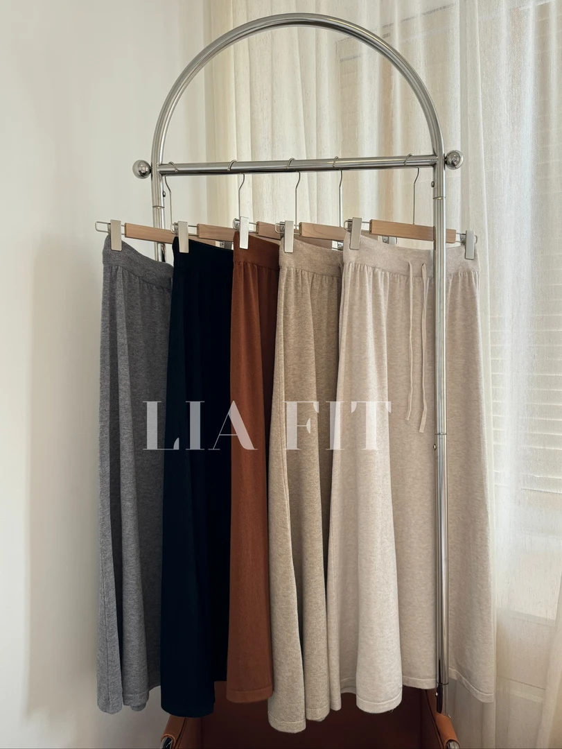 【LIA FIT】韩版气质羊毛针织半身裙A字松紧腰