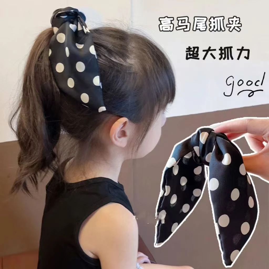 儿童抓夹气质飘带蝴蝶结发夹高马尾懒人盘发器后脑勺鸭嘴夹一字夹