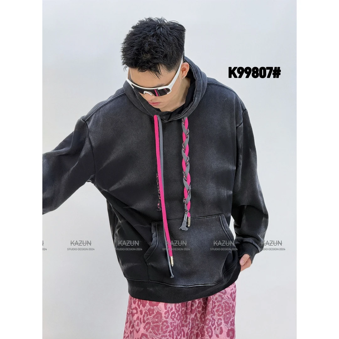 【99807】百搭简约高领重磅加绒加厚长袖卫衣情侣款99807*TXLD