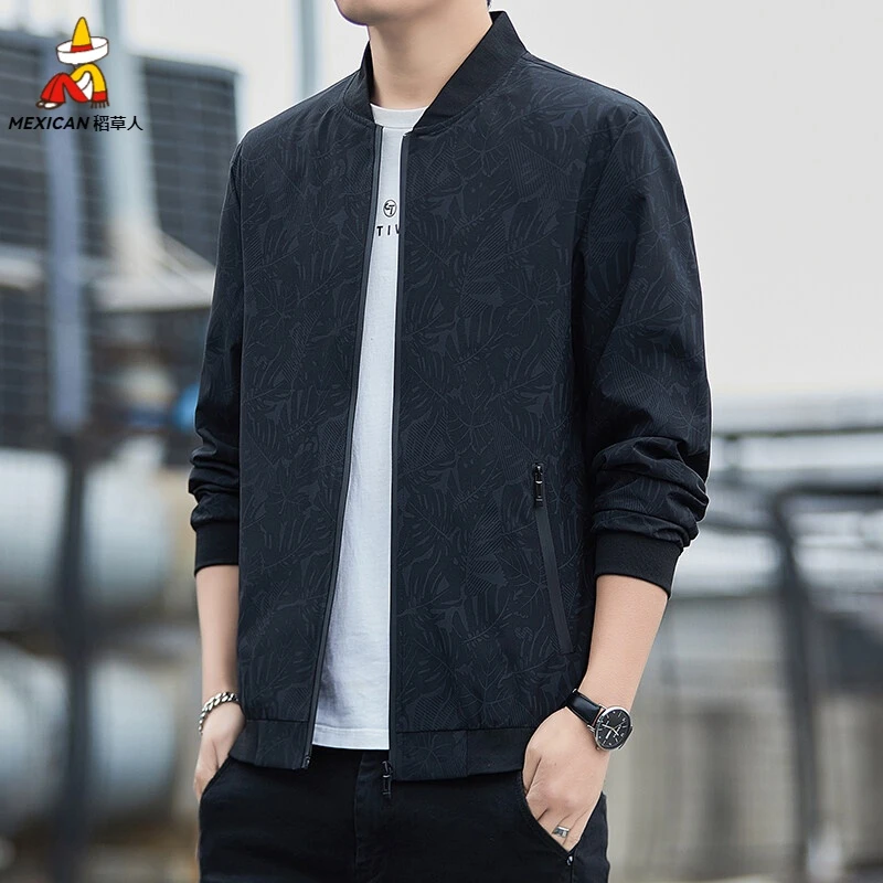 稻草人立领上衣休闲外套男夹克秋冬百搭薄款修身潮流款休闲爸爸装