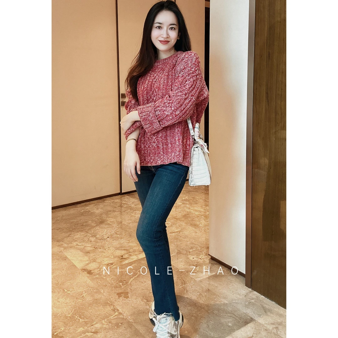DK2466【贵姐NICOLE】高端经典秋冬（草莓慕斯）套头圆领针织毛衣