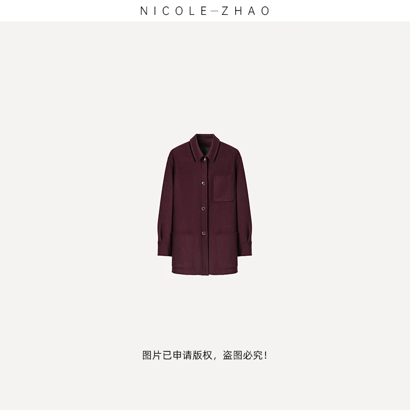 NZ2135【贵姐NICOLE】1OO羊绒经典纯色时尚西装款外套毛呢大衣