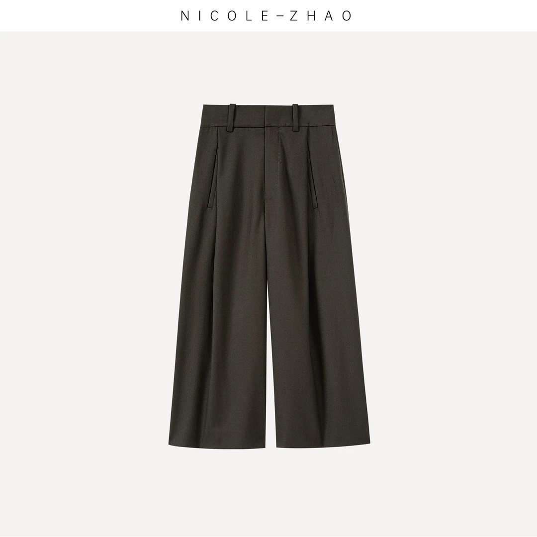 JM7662【贵姐NICOLE】高端设计师款八分阔腿裤