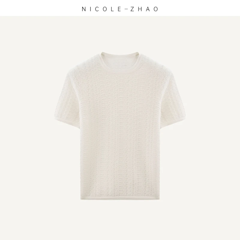 FJ2113【贵姐NICOLE】早春休闲百搭纯色圆领短袖T恤针织舒