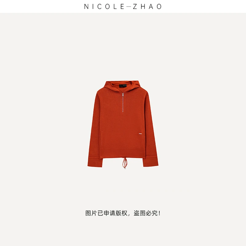 Y20108【贵姐NICOLE】高端设计师款LP纱线气质连帽薄外套毛衣
