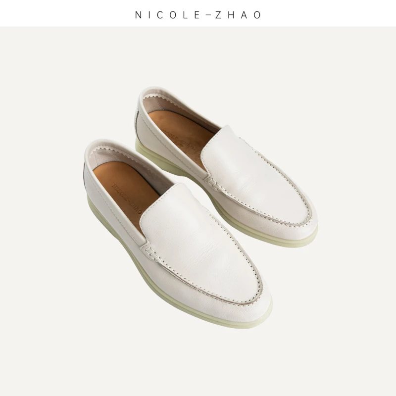 NZ3304【NICOLE.ZHAO】25年春夏一脚蹬懒人鞋牛皮休闲豆豆鞋