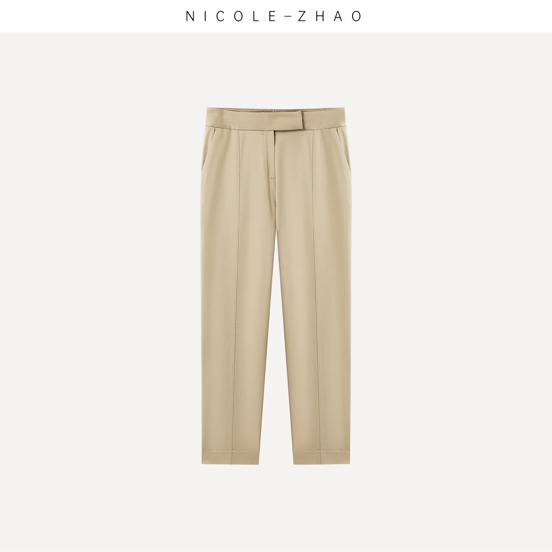 【贵姐NICOLE】高端定制直筒宽松垂感显瘦休闲奶茶裤NZ0755
