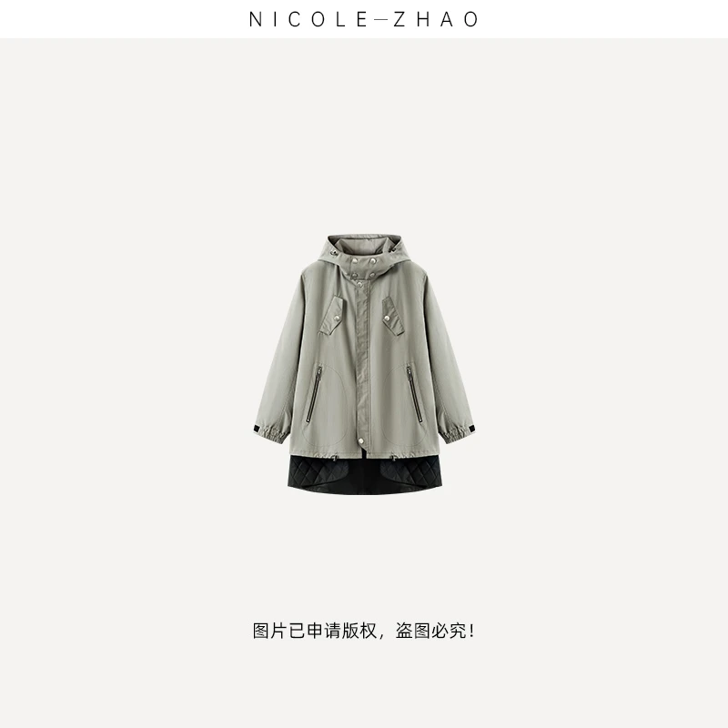 NZ0997【贵姐NICOLE】可脱卸工装外套立领百搭显瘦休闲短款外套女