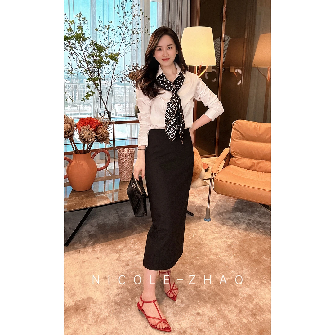 4NQB002【贵姐NICOLE】意大利.面料时尚百搭纯色半身裙