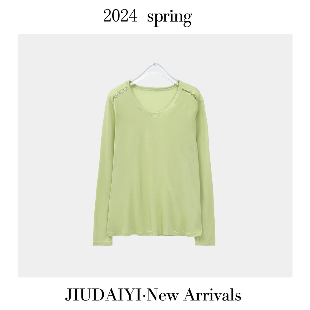 玖黛衣【肌肤新宠】100天丝优雅风洋气薄款百搭T恤 TXJ28219
