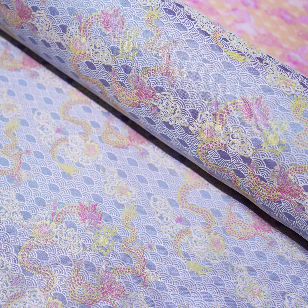 钱小萍宋锦-二龙戏珠 桑蚕丝面料（一经开裁不支持7天无理由）