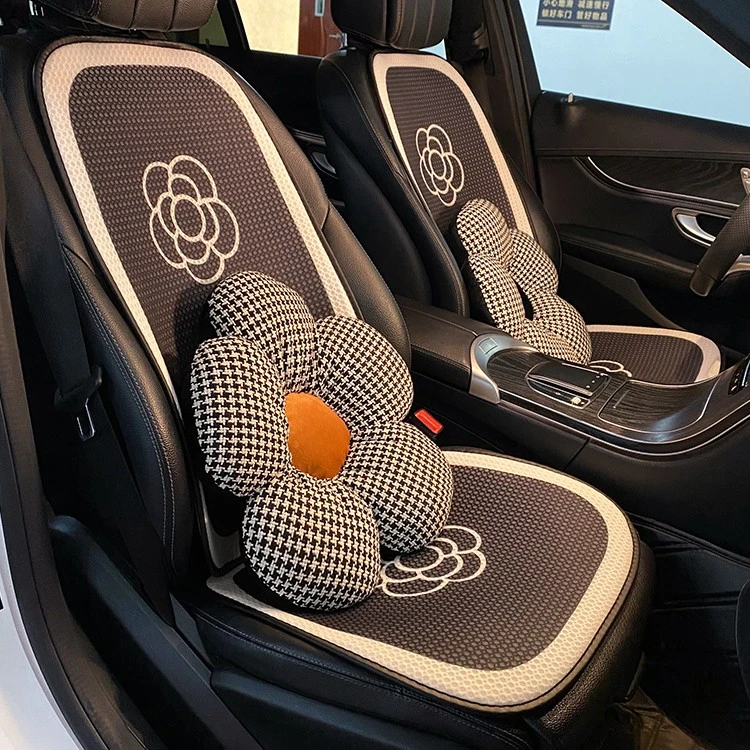 兰栖山茶花夏季冰感冰丝汽车坐垫透气四季耐磨舒适防滑通用车垫