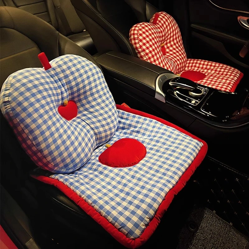 汽车坐垫腰靠一体车内座椅腰托车载可爱苹果女司机腰靠垫护腰