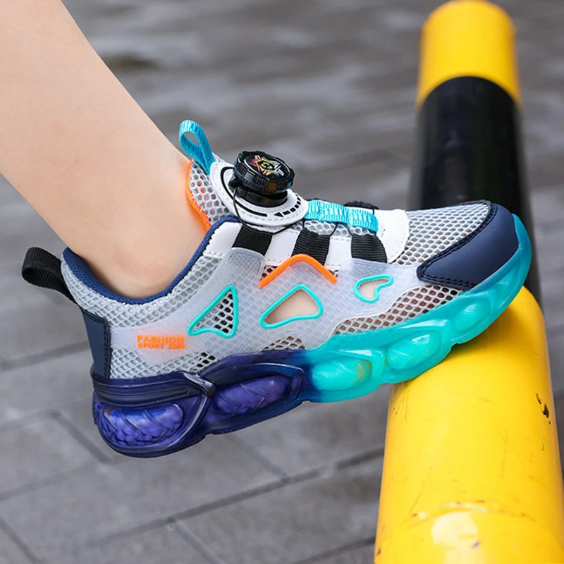 男童凉鞋夏季2025新款儿童运动鞋中大童镂空单网鞋软底男孩框子鞋