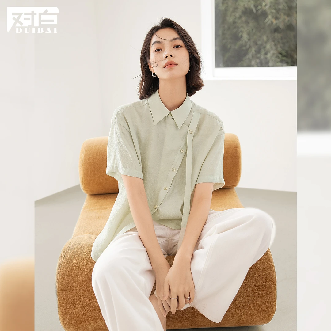 对白复古衬衫女夏季新款2024年休闲别致衬衣棉质DBDY-EDC170