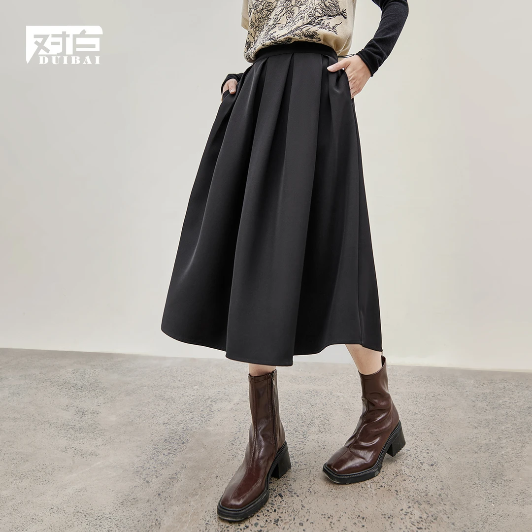 【对白】优雅赫本风显瘦半身裙黑色流行伞裙气质通勤裙子 CDS071