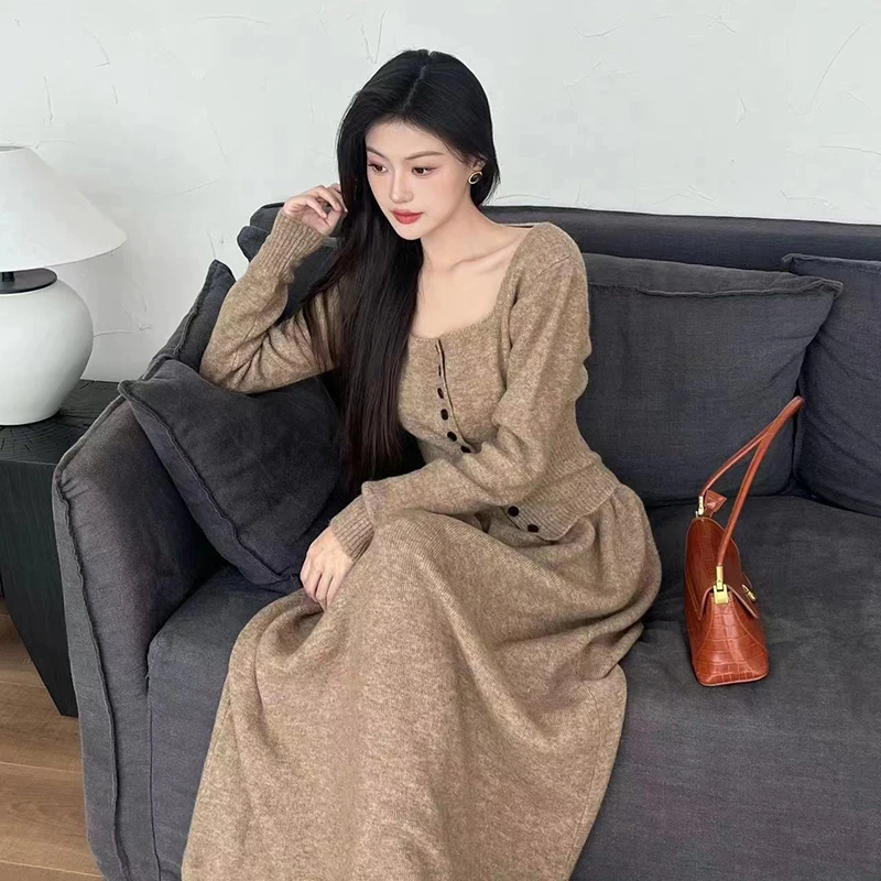 静一【南洋千金】显瘦气质长袖针织时尚复古法式秋冬