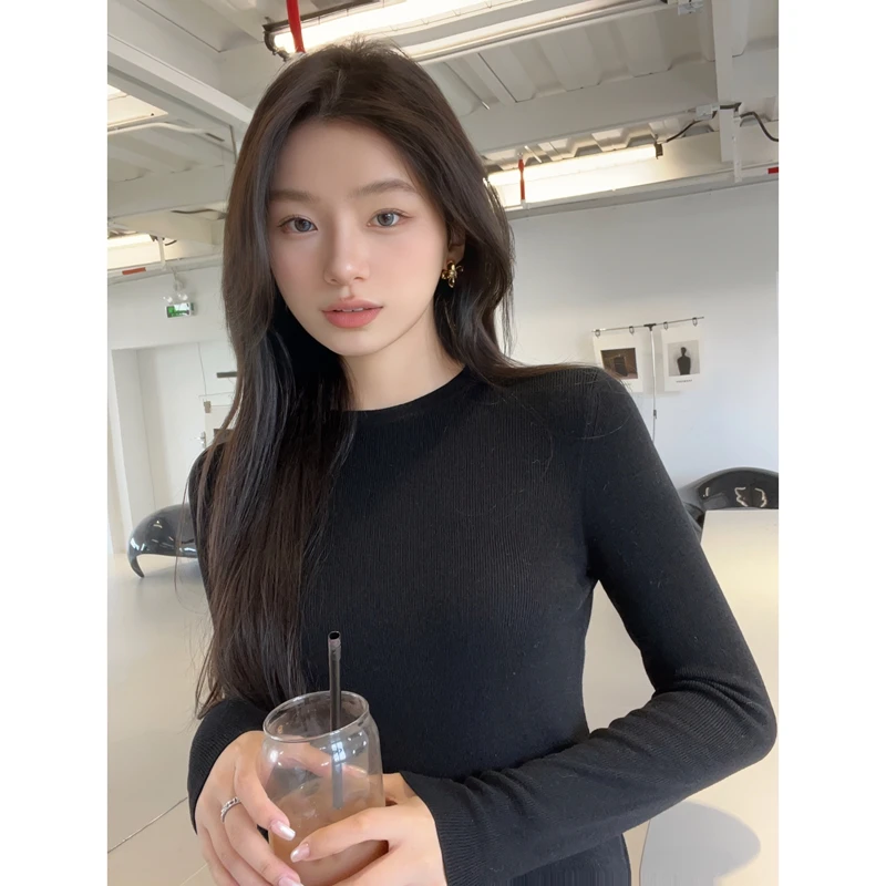 DATOUXIN【软糯百搭打底】针织上衣打底圆领设计款89234T8079