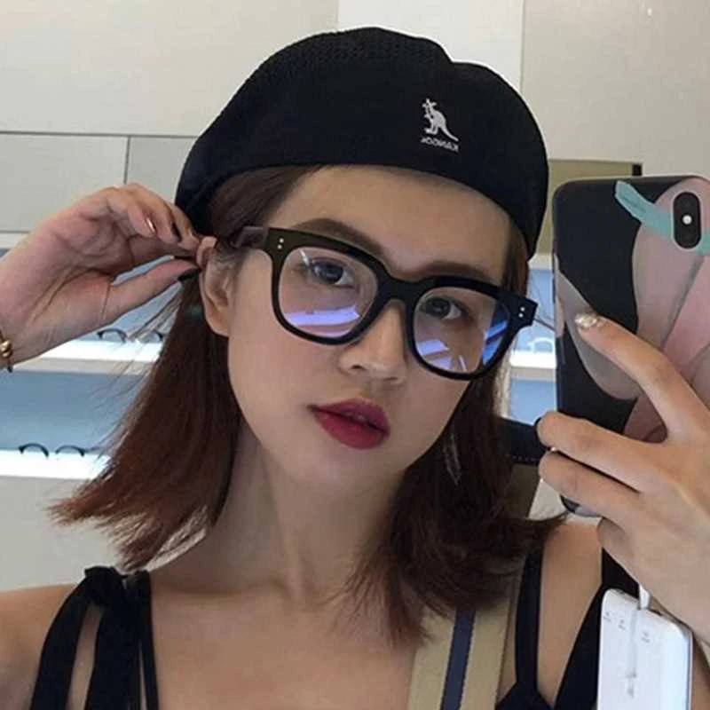 GM黑框防辐射抗蓝光眼镜男女素颜雪梨网红大框平光镜架配近视眼睛