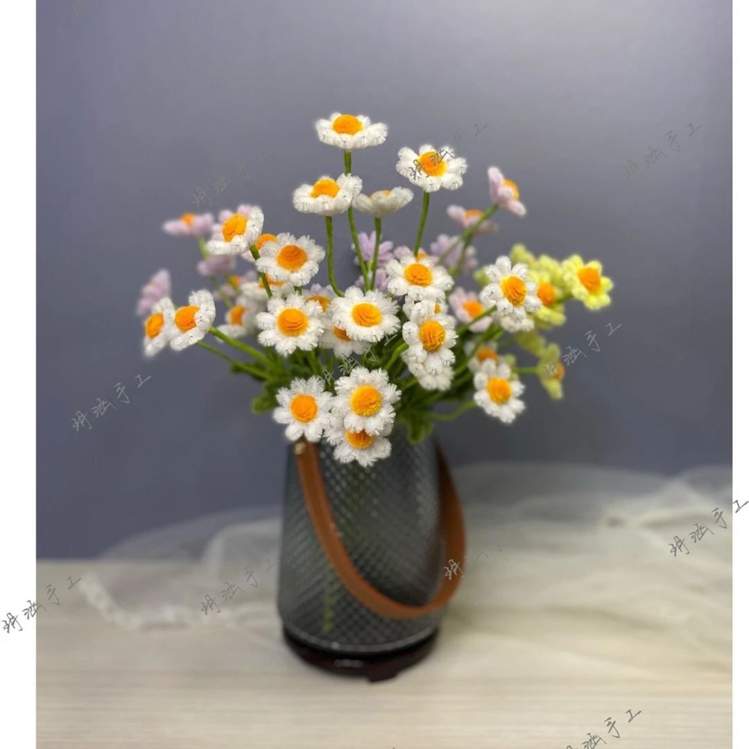 【玥涵手工推荐】扭扭棒小雏菊花束材料包锌特扎带毛根