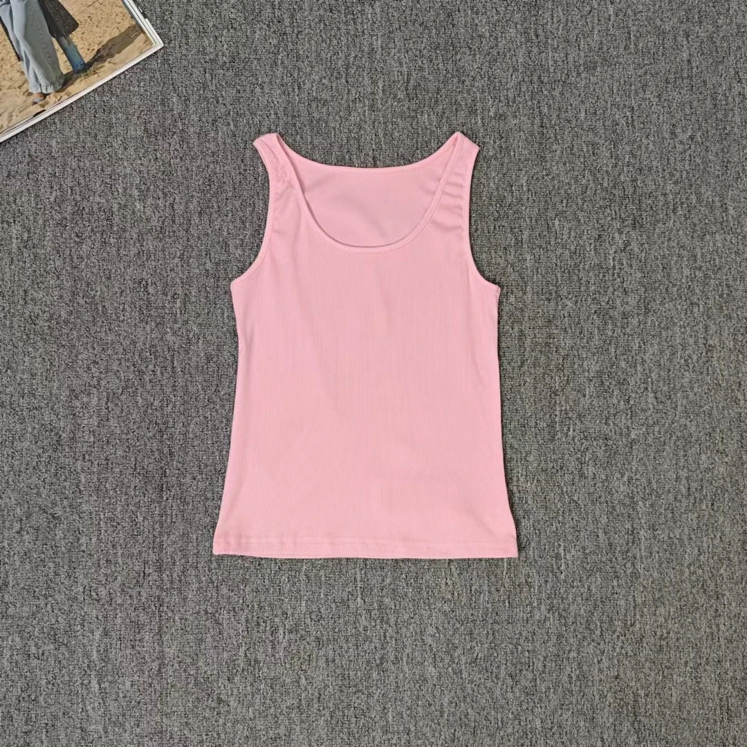 10918余小鱼 粉色纯色简约气质时尚韩版无袖吊带背心女装