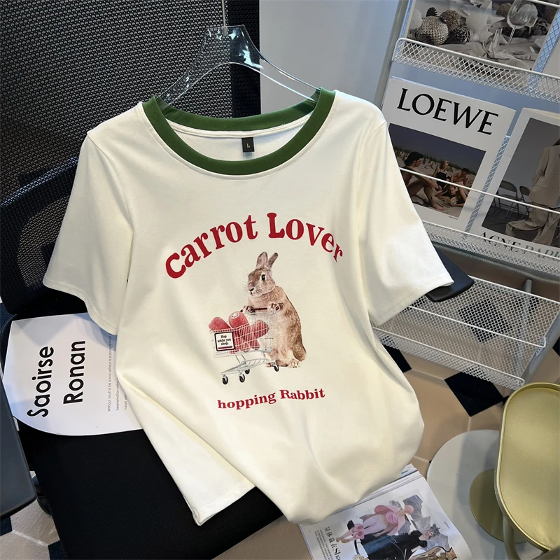 YB大码女装T恤夏季新款宽松遮肚子短袖洋气减龄显瘦半袖上衣