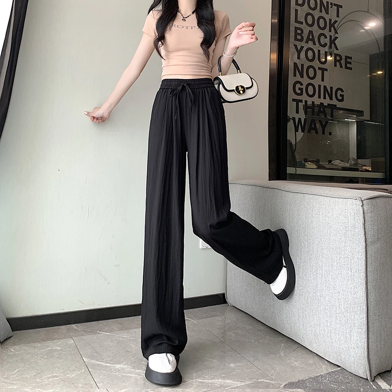 X大码垂感直筒裤山本裤女春秋夏季梨形身材高腰显瘦休闲阔腿裤