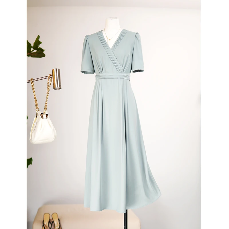 赫本冰山美人法式气质重工连衣裙W5575