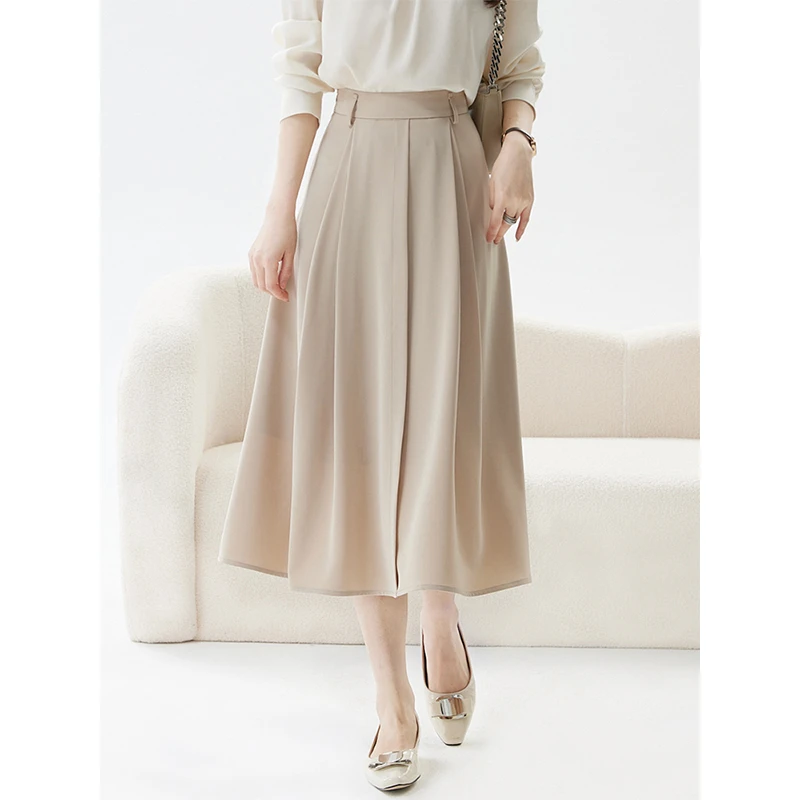 老敏哥小个子气质显瘦时尚百搭长款BI入百褶裙女裙子 S03296026