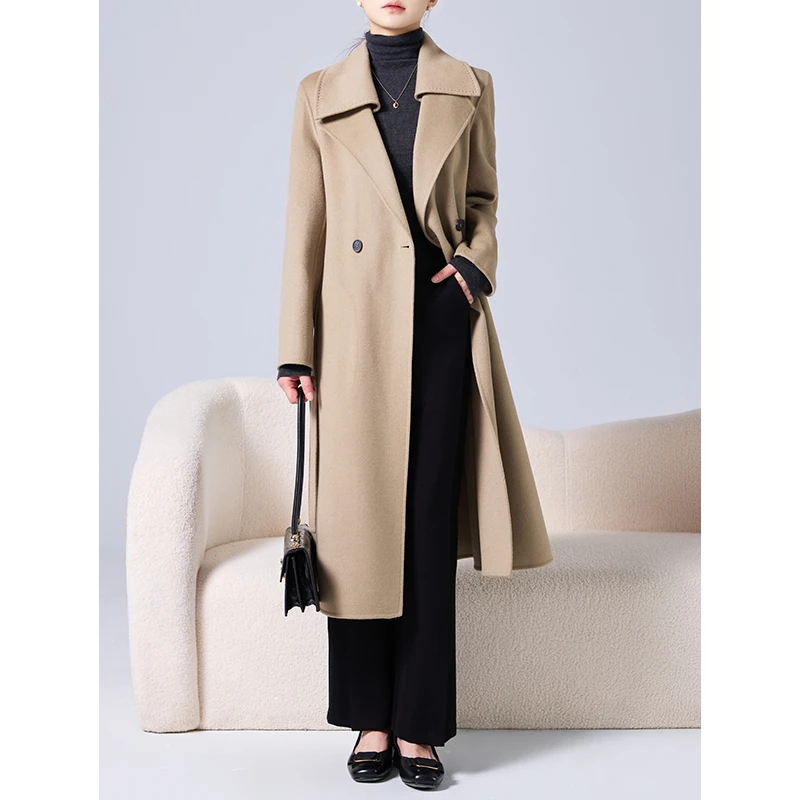 老敏哥 璀璨盛宴羊绒收腰款双面呢大衣外套 S08026259